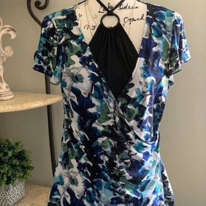 Cato Faux Wrap Short Sleeve Top